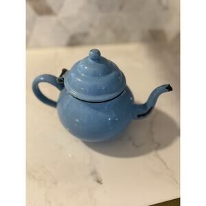 Vintage Vollrath, Sheboygan, WI Light Blue Enamel End Of Day Teapot